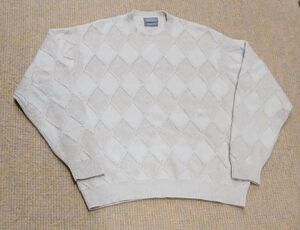 Vintage talbots mens 2ply 100% cashmere sweater argyle sandy beige preppy tan